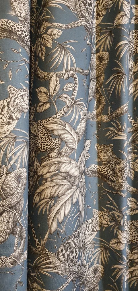 Geen reservering! TESSUTO exclusief oosters met Leopardi in de jungle - blauwe duif. - Textiel - 200 cm - 280 cm #4.3