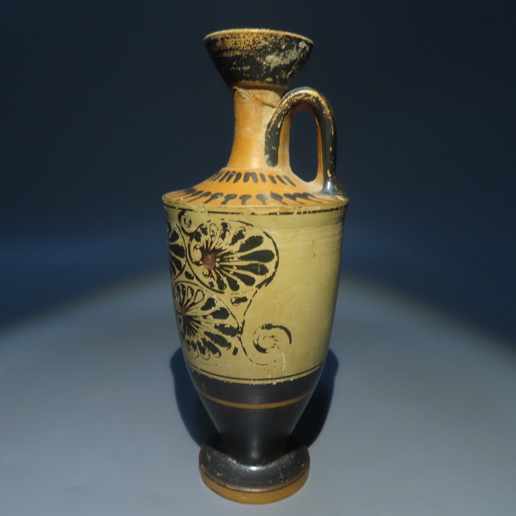 Antico Greco Ceramica Attico, Lekythos a figure nere. 490 a.C. 16 ore. Bella qualità. Licenza di esportazione spagnola. #1.1