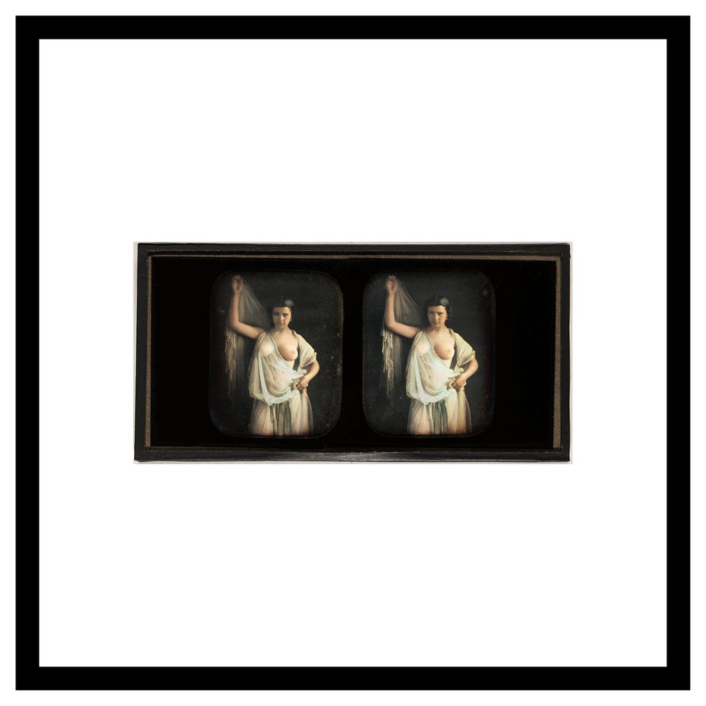 Attributed to Bruno Braquehais (French, 1823 - 1875) - [Standing Female Nude in Diaphanous Gown] about 1854 - 2025 #2.1