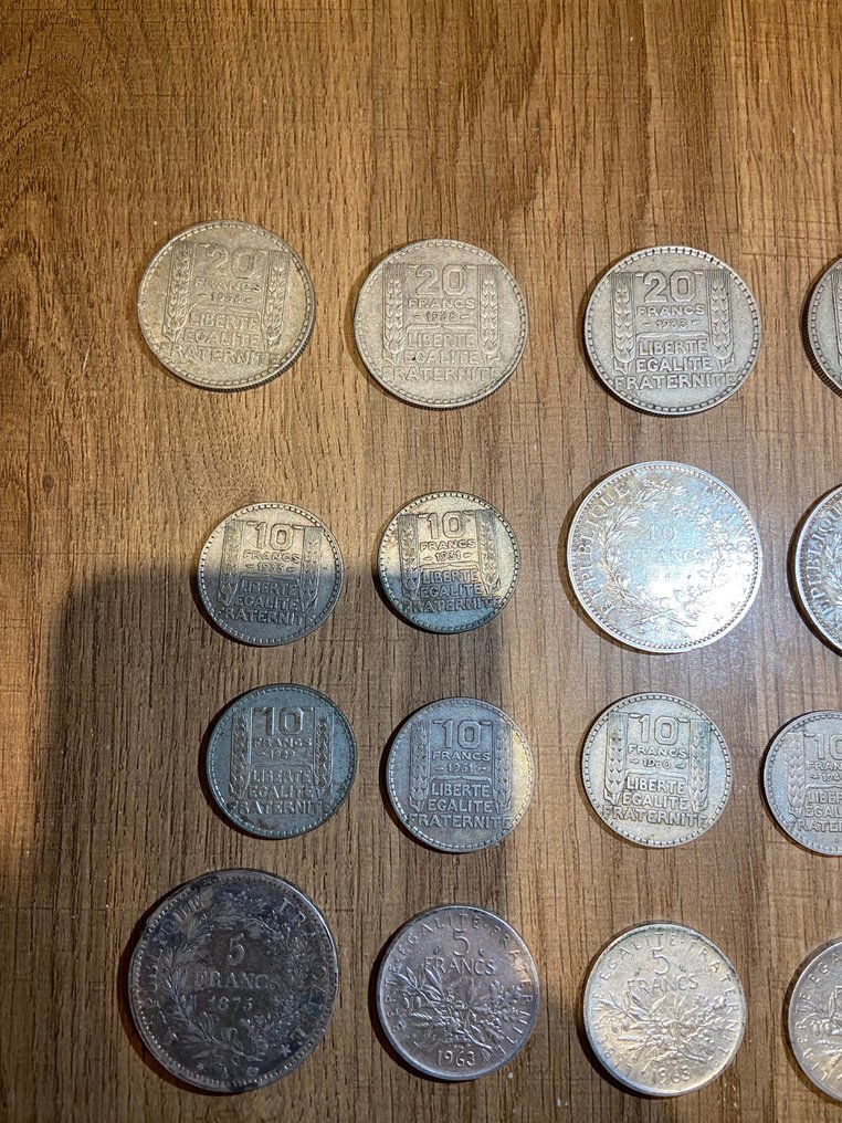 Frankrijk. Lot de 62 monnaies en argent (50 Centimes à 100 Francs) 1850/1983 (Zonder minimumprijs) #4.3