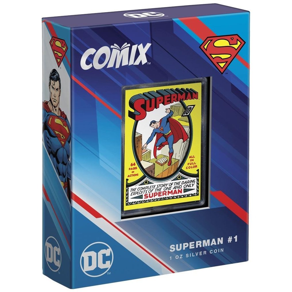 纽埃. 2 Dollars 2022 Action Comix - Superman, 1 Oz (.999) #1.0