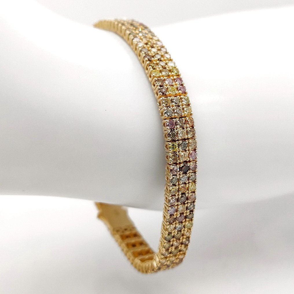 Armband Gelbgold -  6.21ct. tw. Diamant  (Natürlich farbig) #1.2