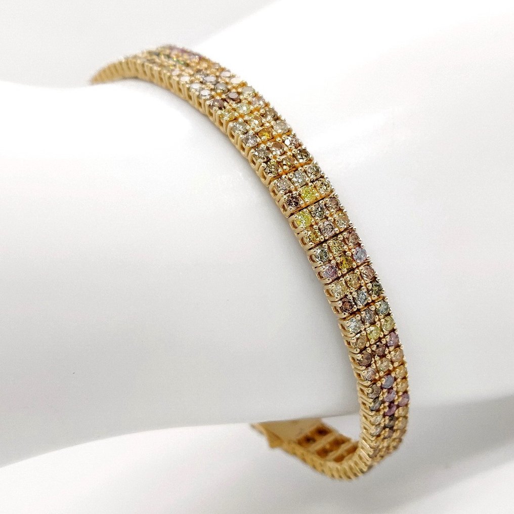 Armband Gult guld -  6.21ct. tw. Diamant  (Naturligt färgad) #1.1