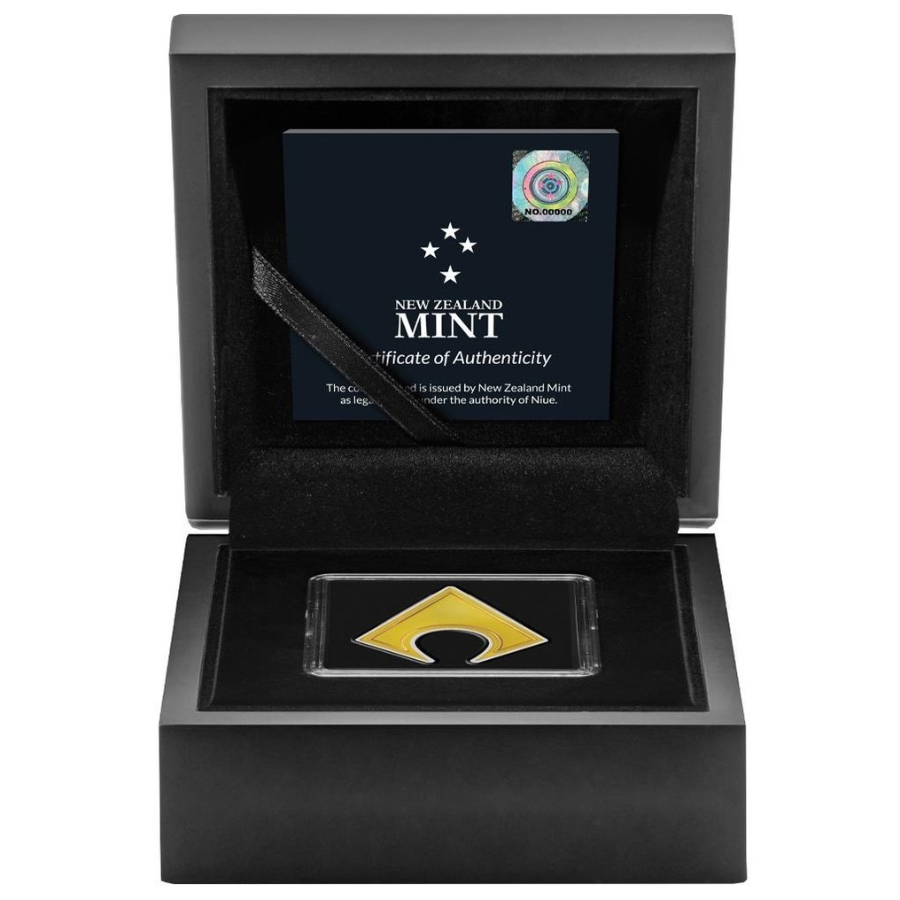 纽埃. 2 Dollars 2021 - DC Comics™ - Aquaman™ Logo - 1 Oz with COA and BOX #3.2