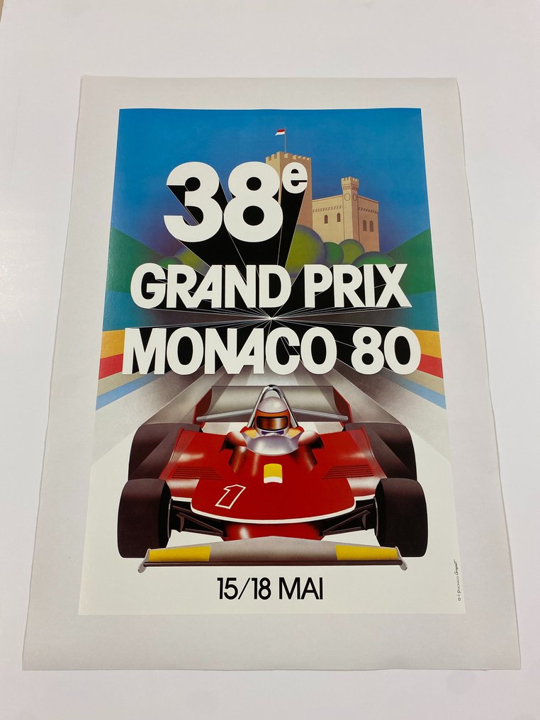 Jacques Grognet - 38° Gran Prix Monaco 80 - 15/18 MAI (linen backed on canvas) - década de 1980 #3.2