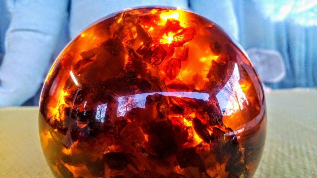 Chihlimbar Sferă mare de chihlimbăr baltic. - Înălțime: 14 cm - Lățime: 14 cm- 1.8 kg #4.3