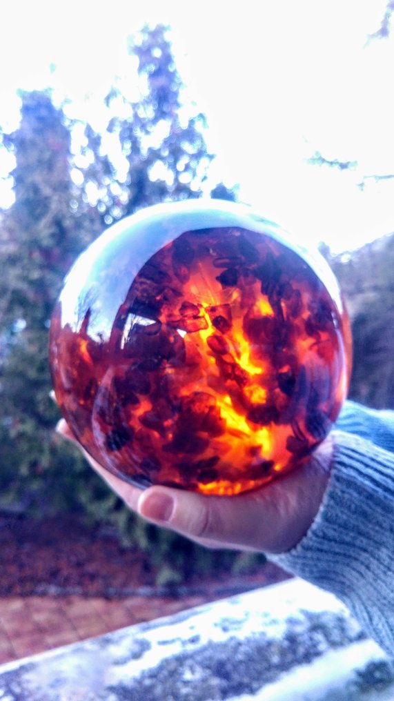 Chihlimbar Sferă mare de chihlimbăr baltic. - Înălțime: 14 cm - Lățime: 14 cm- 1.8 kg #1.0