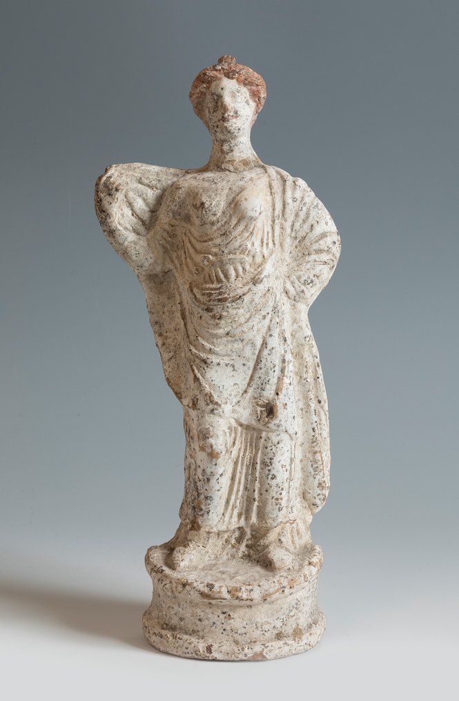 Starożytna Grecja, Cywilizacja mykeńska Terakota Bardzo piękna rzeźba wotywna Postać Kobieca. Test TL. wys. 26 cm. Hiszpańska licencja eksportowa #2.1