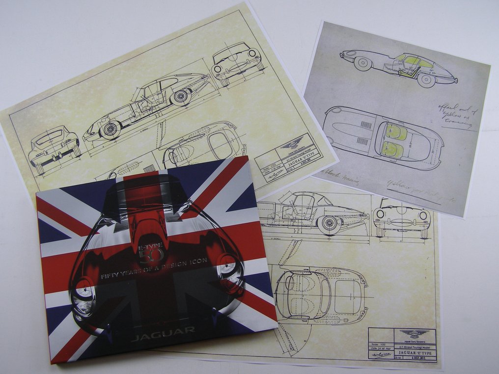Jaguar - Jaguar E-Type, Fifty Years of a Design Icon, nieuw anniversary boek plus 3 technische tekeningen - 1960-2010 #1.0