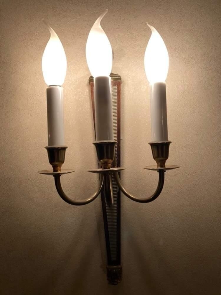 Φωτιστικό τοίχου σε στυλ κεριού (2) - Ορείχαλκος, Ξύλο #1.0