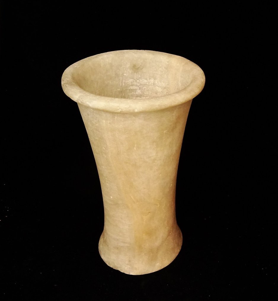 Oude Egypte, Oude rijk Grote vaas met balsem en albast - Oud Rijk - 2700 / 2200 v.Chr. - perfecte staat - 16.8 cm #1.0