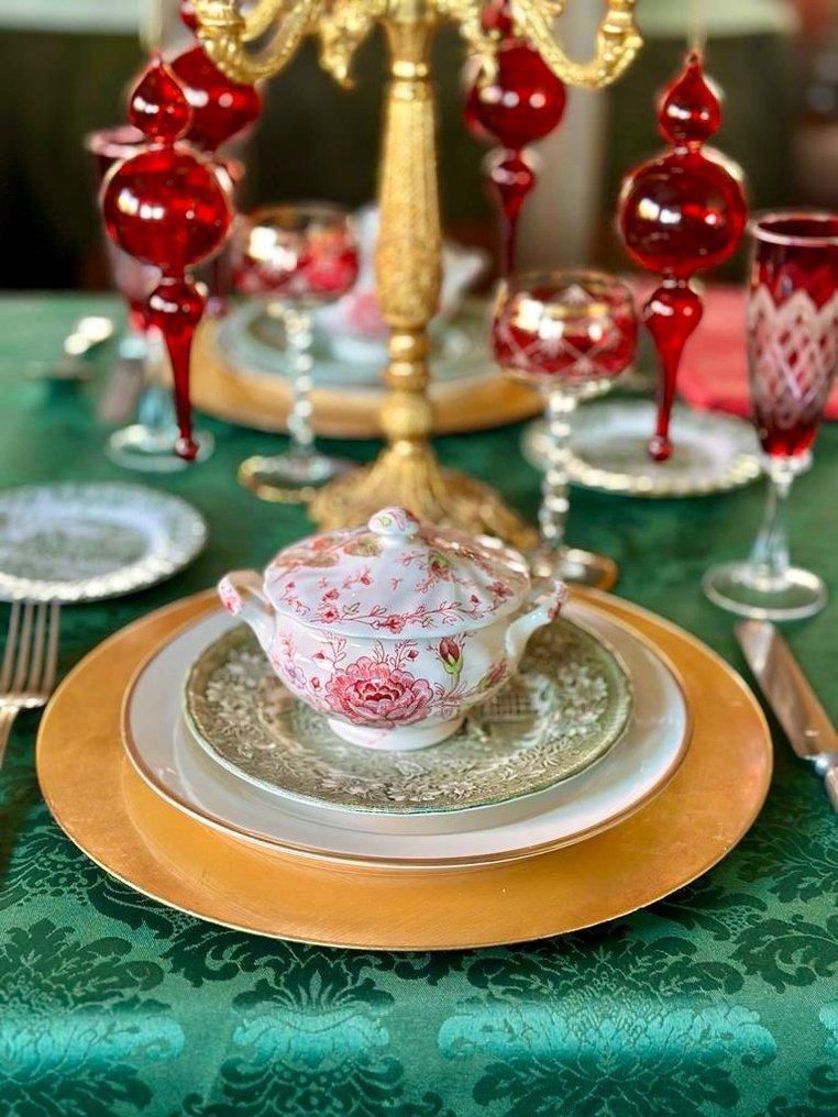 Nappe pour grandes tables, damassé vert sec - Nappe - 270 cm - 180 cm #1.0