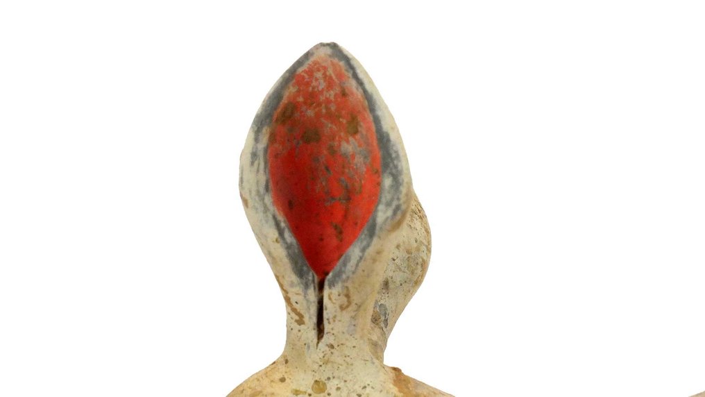 Oldtidens Kina Terrakotta, Et malt keramikk Modell av en liggende kanin - 20 cm #3.2