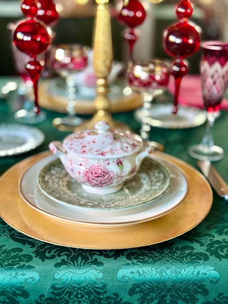 Nappe pour grandes tables, damassé vert sec - Nappe - 270 cm - 180 cm #1.0