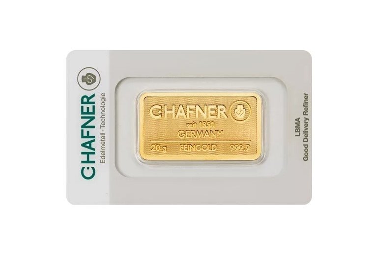 20 gramas - Ouro .999 - C. Hafner - Deutschland - Goldbarren im Blister CertiCard mit Zertifikat - Selado e com certificado #1.1