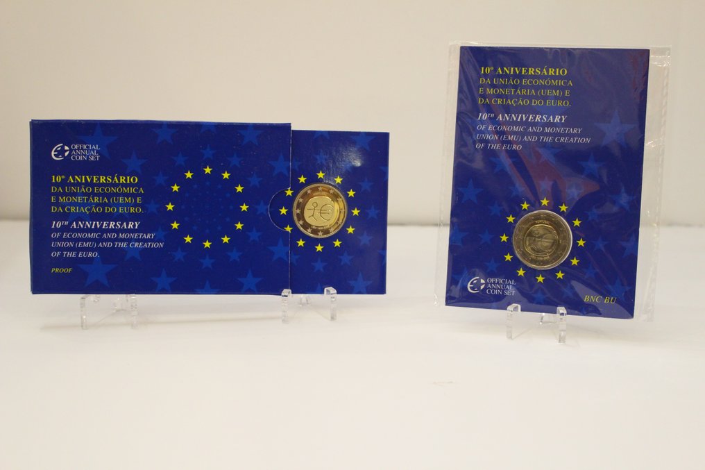 Πορτογαλία. 2 Euro 2009 "Anniversario UEM" (2 monete) Proof + BU (χωρίς τιμή ασφαλείας) #1.0