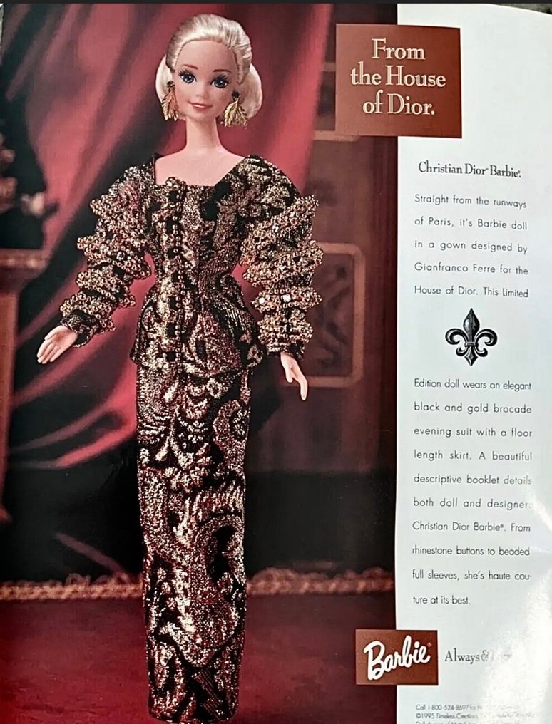 Mattel  - Barbie dukke Magnificent Christian Dior Haute Couture 1995 Limited Edition Mint Condition Doll #1.1