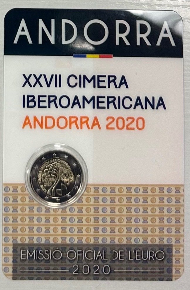 Andorra. 2 Euro 2020 "Année de la Femme" + "Sommet Ibéro-américain" (2 coincards) (Zonder minimumprijs) #3.2