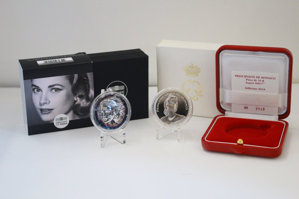 Francia, Monaco. 2 Euro / 10 Euro 2019/2022 "Grace Kelly" (2 monete) Proof #2.1