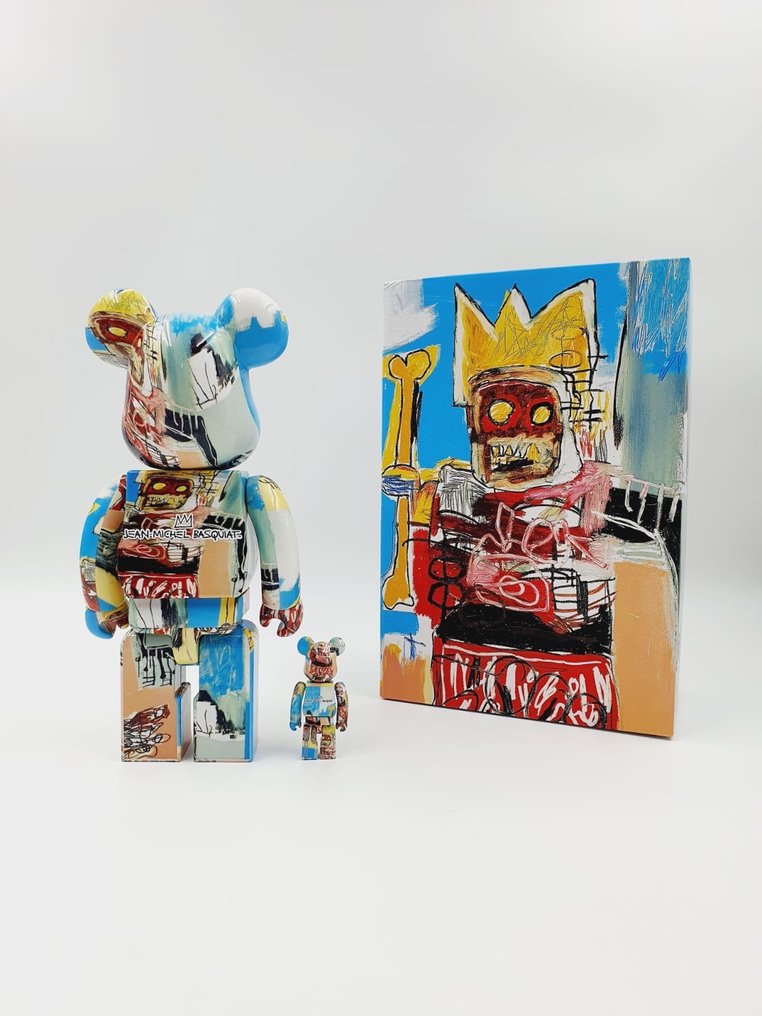NO RESERVE Medicom Toy X Jean Michel Basquiat - MedicomBe@rbrick 400% + 100% " Robot King" Bearbrick 2020 #1.0