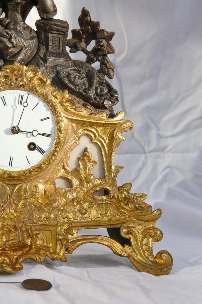 Relógio de lareira - Japy Fréres Medaille D'or Années - Alabastro, Bronze dourado, Zinco - Segunda metade do século XIX #3.2