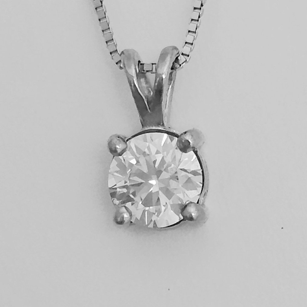 Necklace with pendant - 14 kt. White gold -  0.53ct. tw. Diamond  (Natural) #3.2