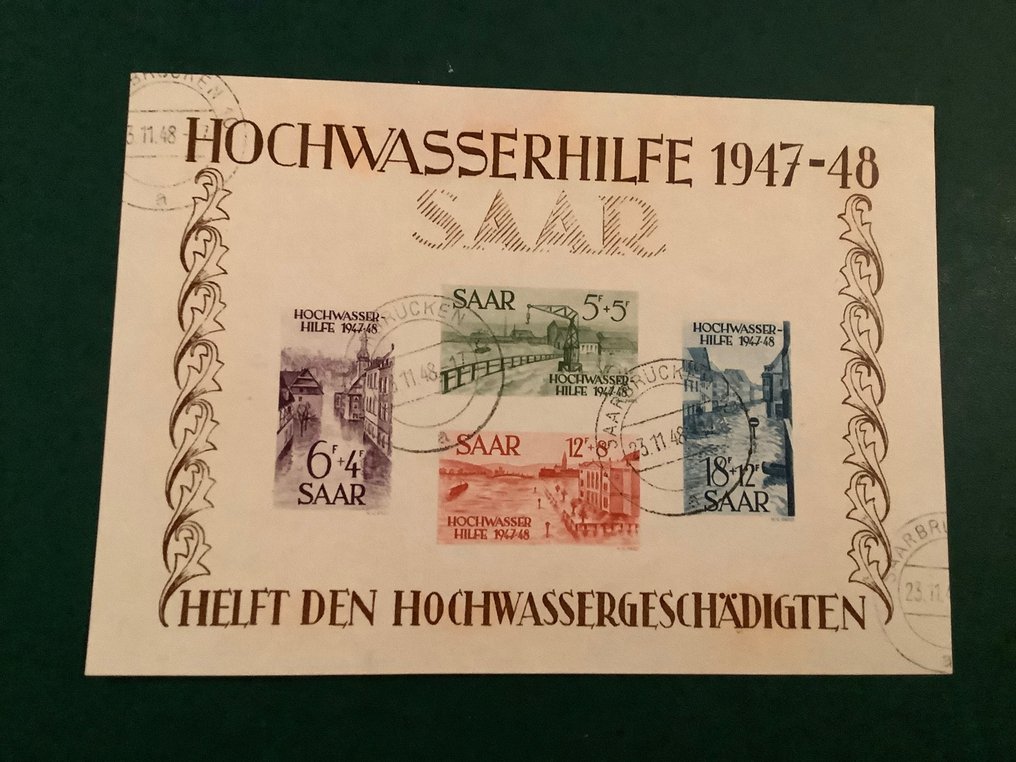 Saarland 1948 - Hoogwater blok - met befund Ney BPP - Michel blok 1 #2.1