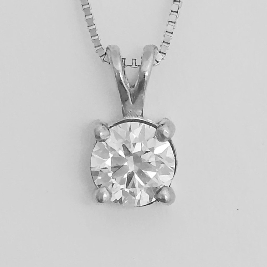 Necklace with pendant - 14 kt. White gold -  0.53ct. tw. Diamond  (Natural) #1.1