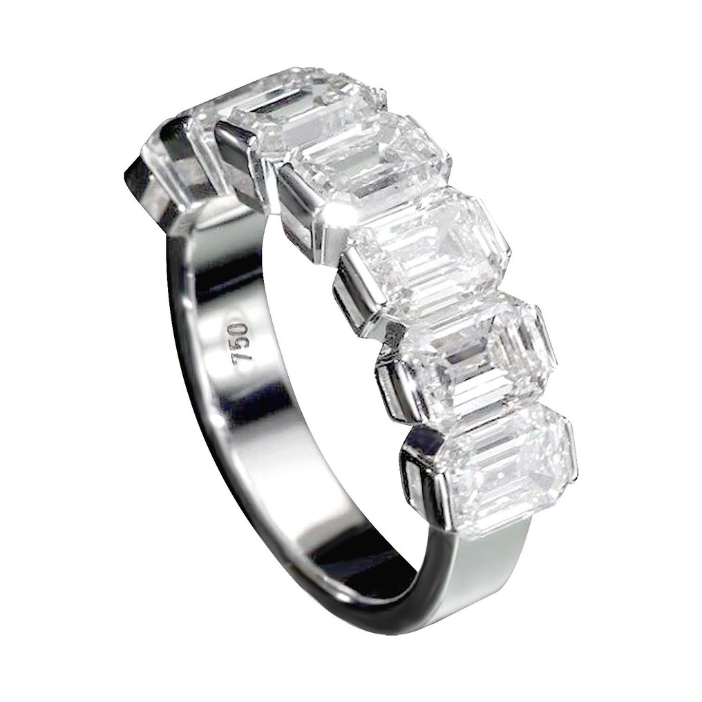 18 karaat Witgoud - Ring - 5.11 ct Diamant #3.1