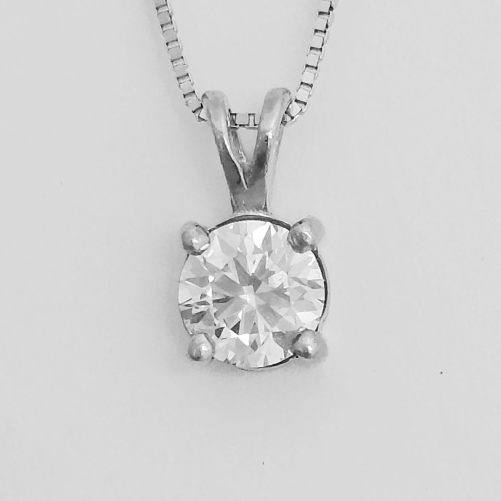 Halskette mit Anhänger - 14 kt Weißgold -  0.53 tw. Diamant  (Natürlich)  #3.1