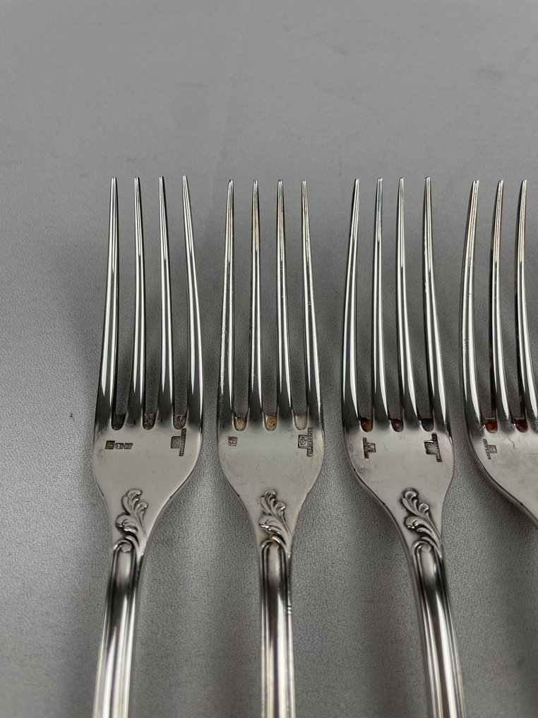Fork Christofle Paris 6 dinner forks Model 'Marly' Marked with Christofle & hallmark