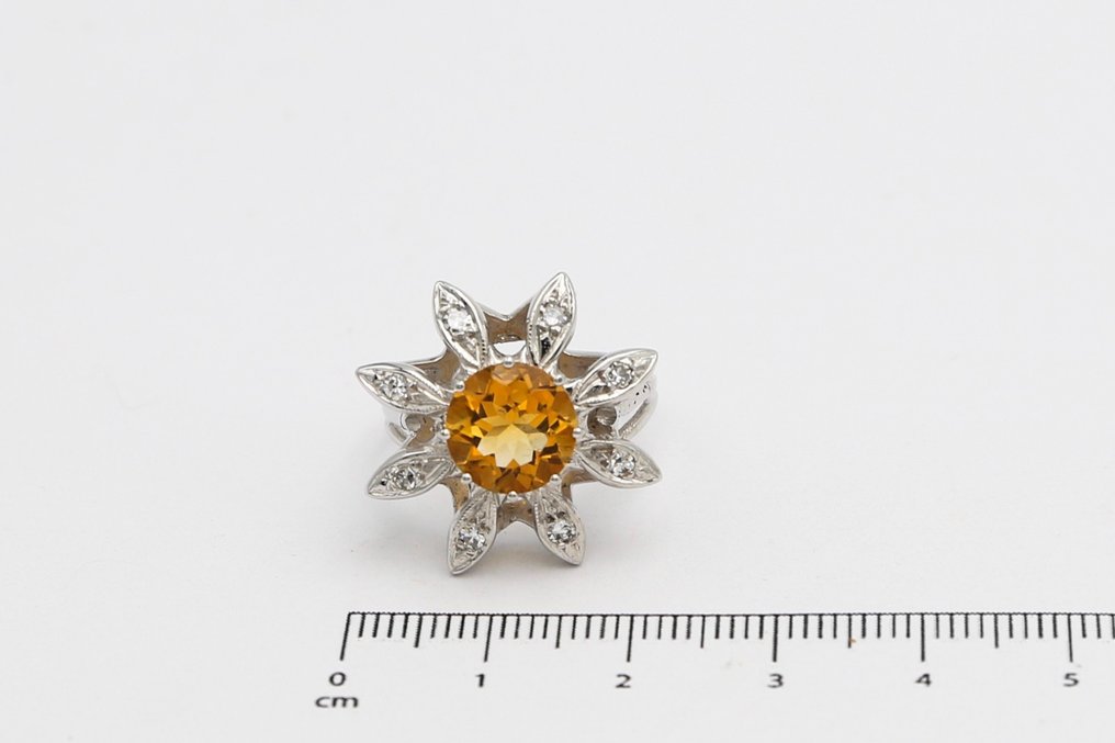 Anel - 18 K Ouro branco Topázio - Diamante #2.2