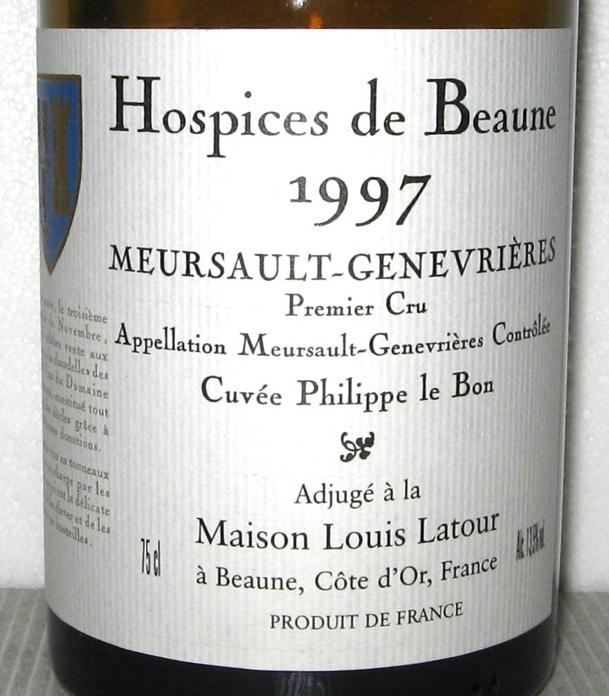 1997 Hospices de Beaune "Genevrières" - "Cuvée Philippe Le Bon" - Meursault 1er Cru - 2 Flasker (0,75 L) #1.0