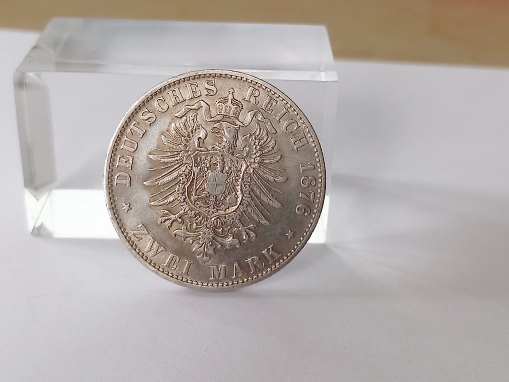 Allemagne, Empire. Ludwig II. (1864-1886). 2 Mark 1876-D. #2.1