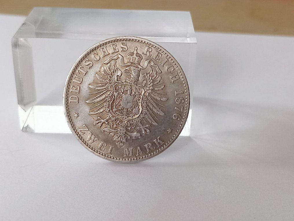 Allemagne, Empire. Ludwig II. (1864-1886). 2 Mark 1876-D. #3.1
