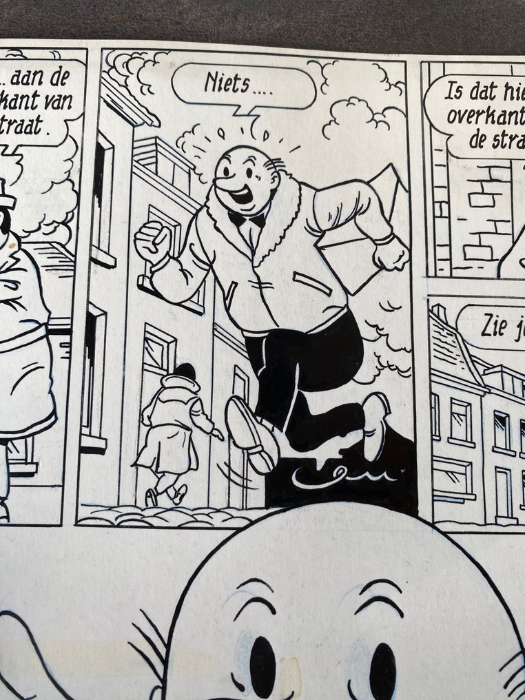 Suske en Wiske - originele omslagtekening! - Promotiemap Presto Print Bac Color - Aah, daar bent u... - 2 物品(原始封面 + 地图) - 1981 #4.3