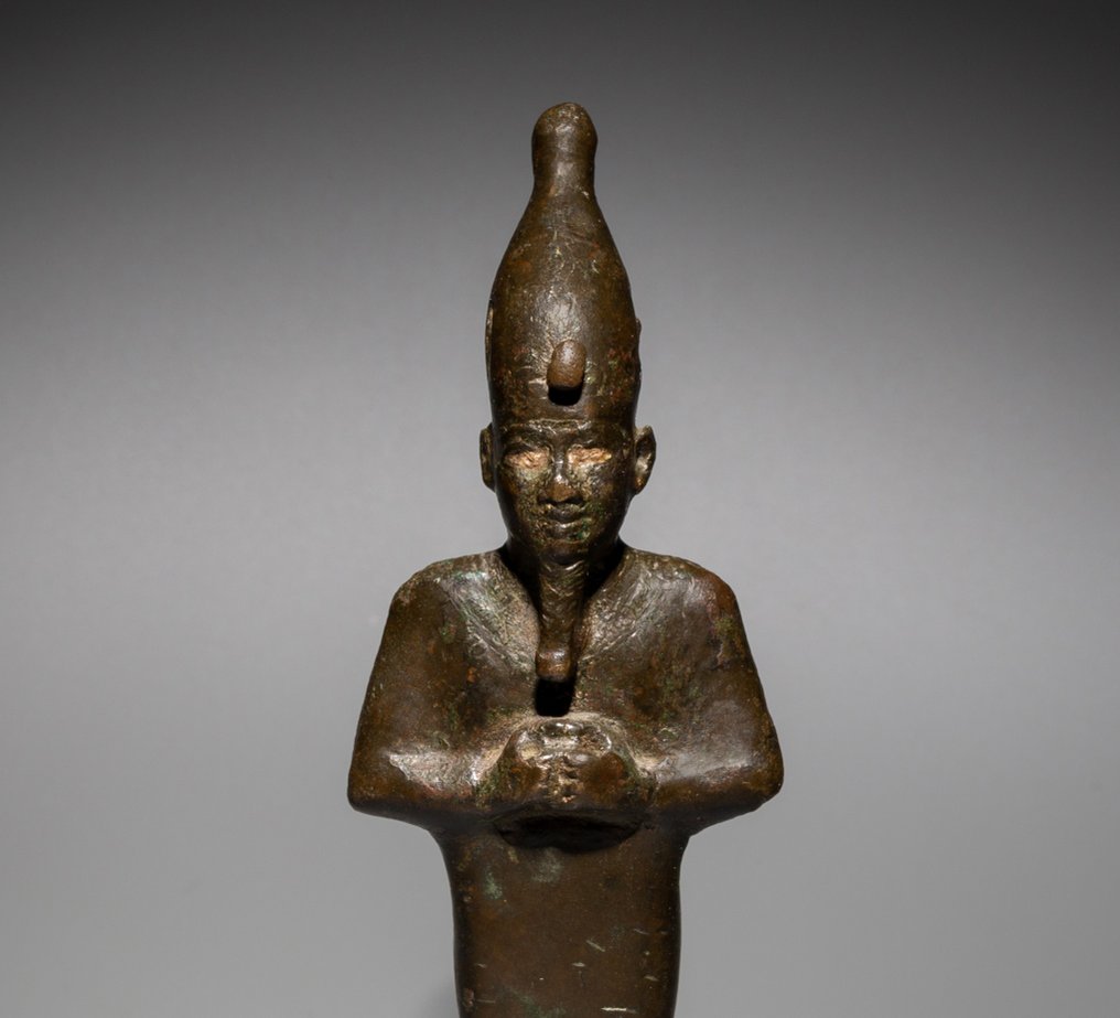 Antigo Egito, Pré-dinástico Bronze Osíris Deus. Período Tardio, 664 - 332 AC. 15 cm H. #1.1