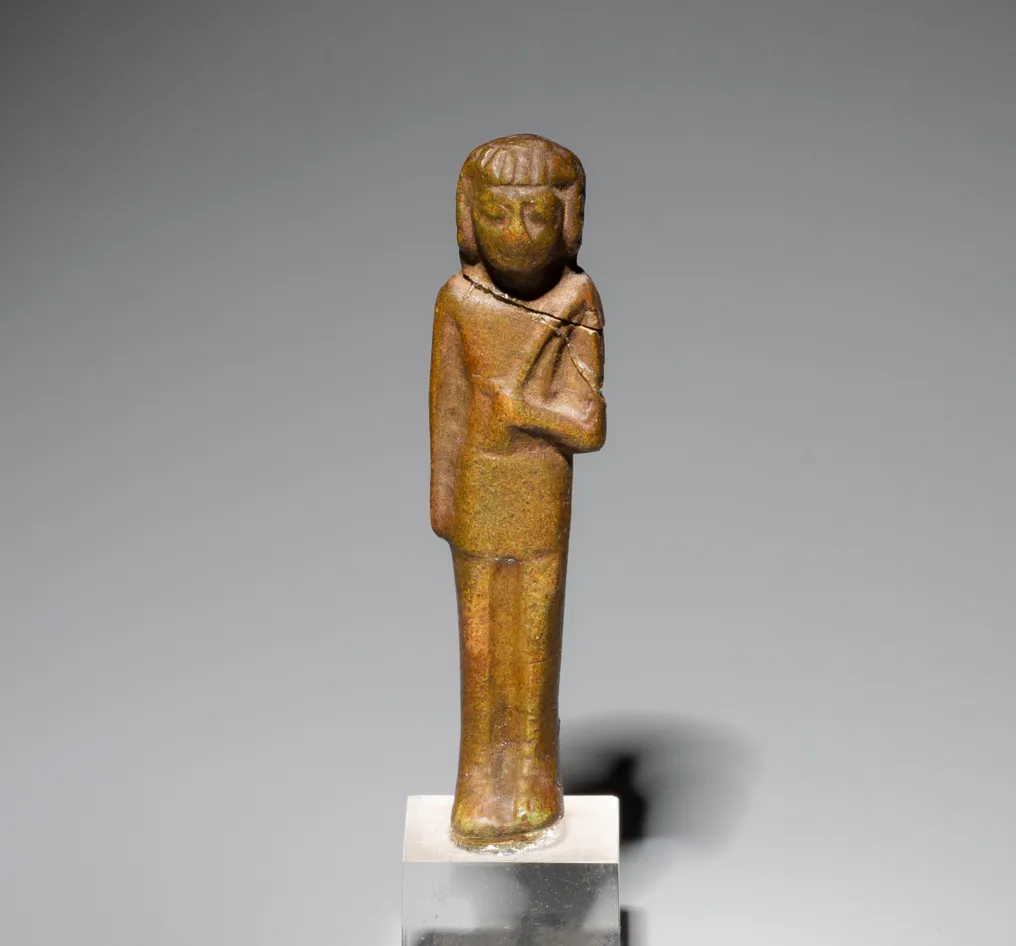 古埃及 Faience Shabti 領班或服務生形象。晚期，西元前 664 年 - 西元前 323 年。高 6.4 公分。 #1.0