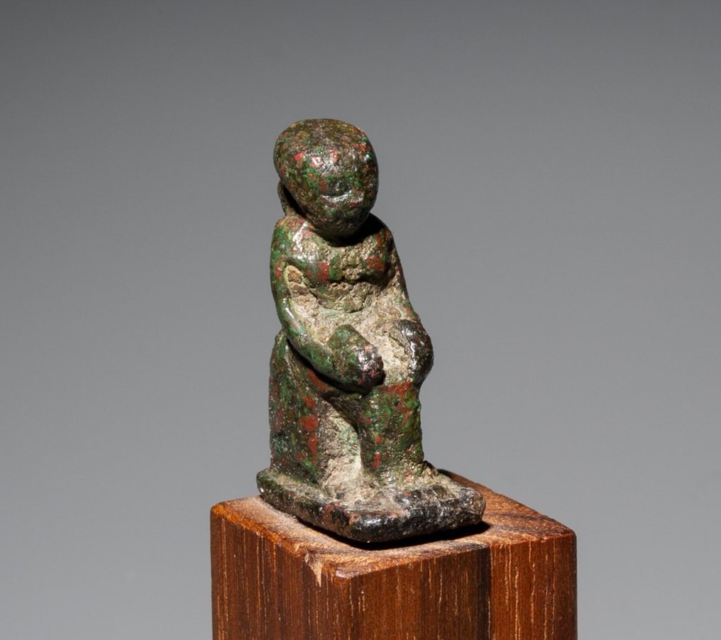 Ancient Egyptian Bronze Statue of the god Imhotep. Late Period, 664 - 332 BC. 2.6 cm H. #1.1