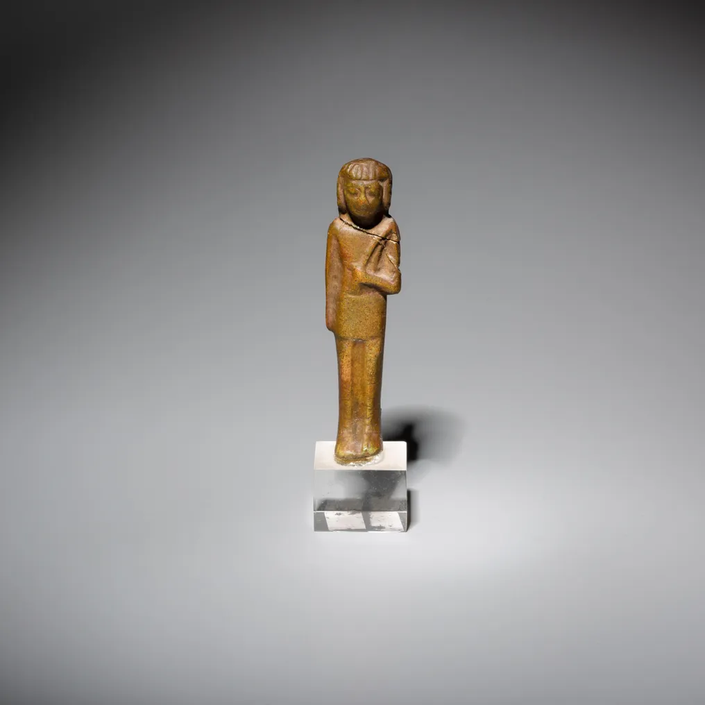 古埃及 Faience Shabti 領班或服務生形象。晚期，西元前 664 年 - 西元前 323 年。高 6.4 公分。 #4.3