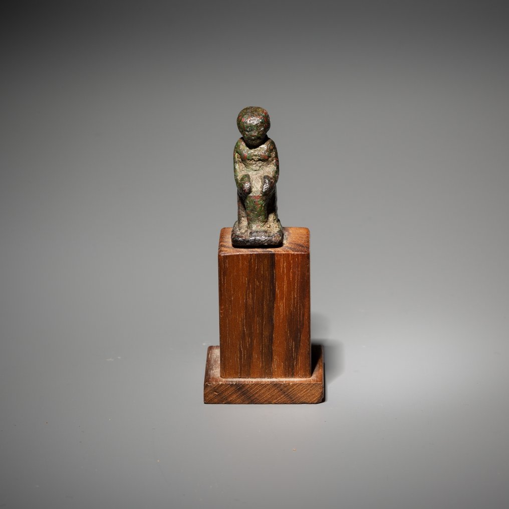 Starożytny Egipt Brązowy Posąg boga Imhotepa. Okres późny, 664 - 332 p.n.e. 2,6 cm wys. #3.2