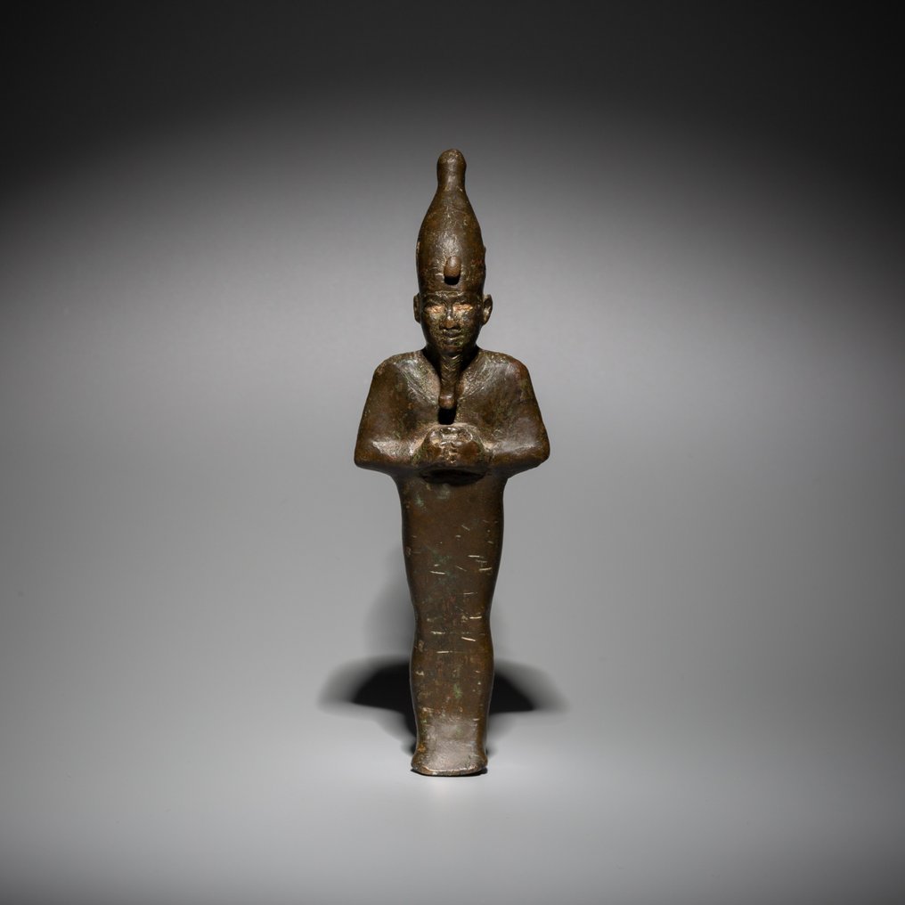 Antigo Egito, Pré-dinástico Bronze Osíris Deus. Período Tardio, 664 - 332 AC. 15 cm H. #1.2