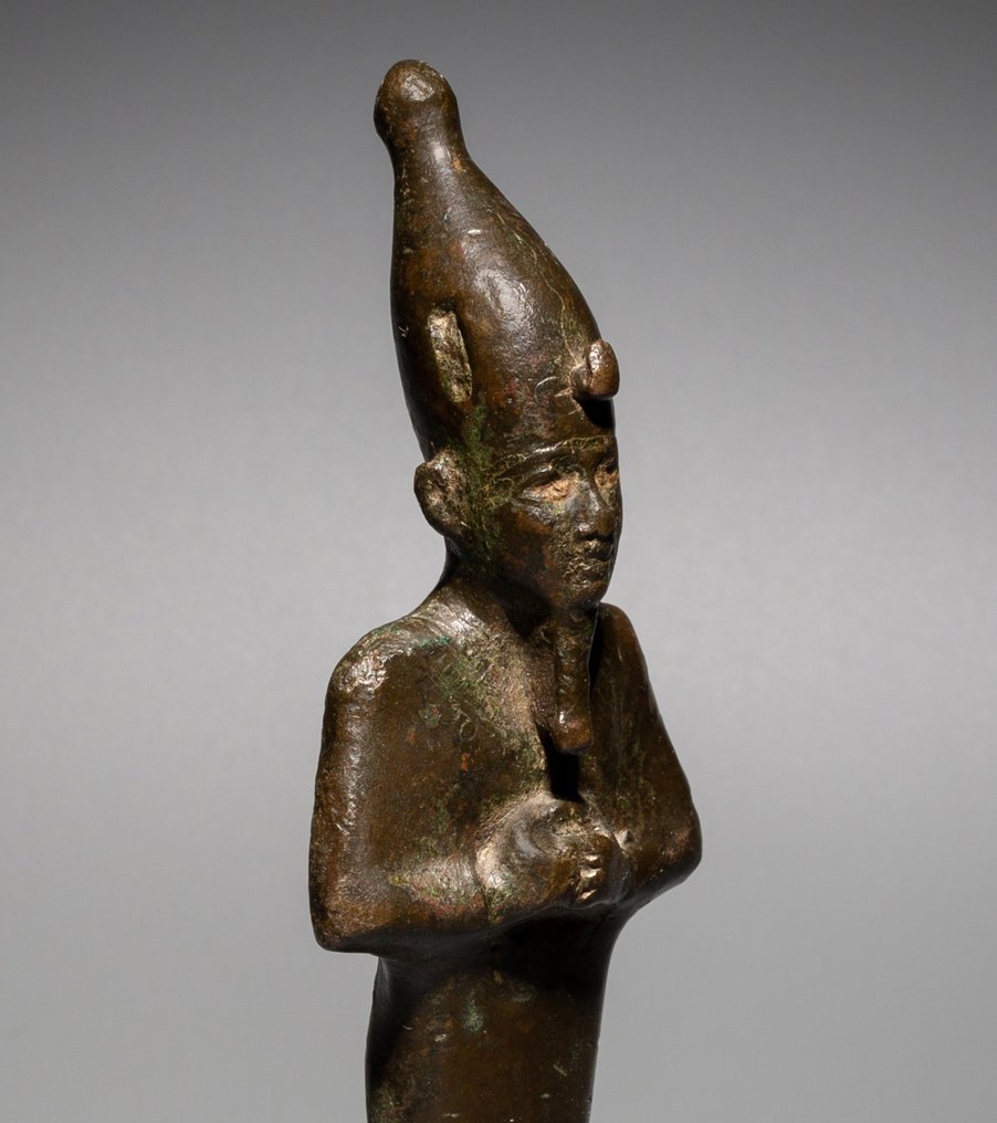Muinainen Egypti Pronssi Osiris jumala. Myöhäinen ajanjakso, 664 - 332 eaa. 15 cm H. #2.1