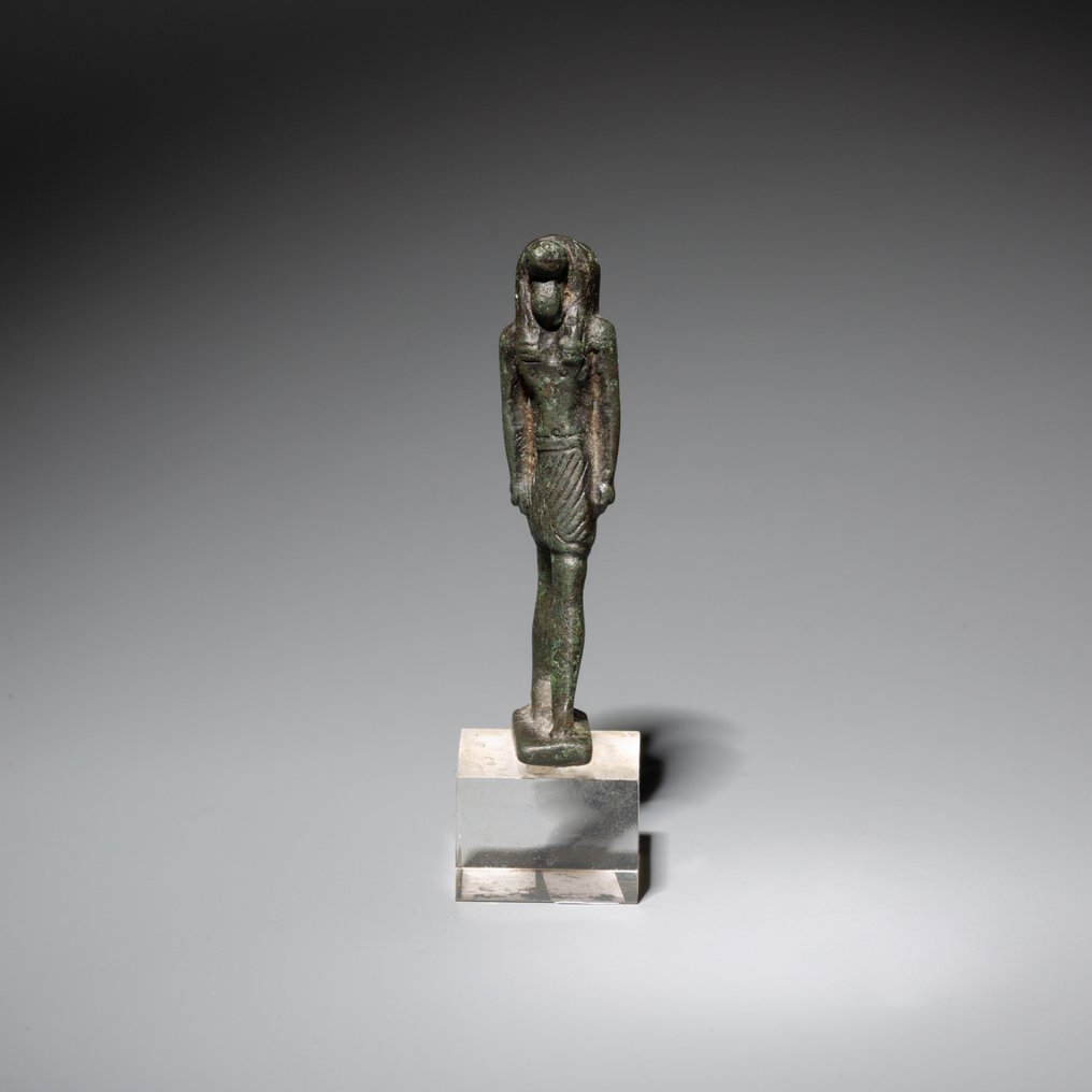 古埃及 黄铜色 Nehebkau 女神的护身符。晚期，公元前 664 年 – 公元前 332 年。 5.5 厘米高。 #3.1