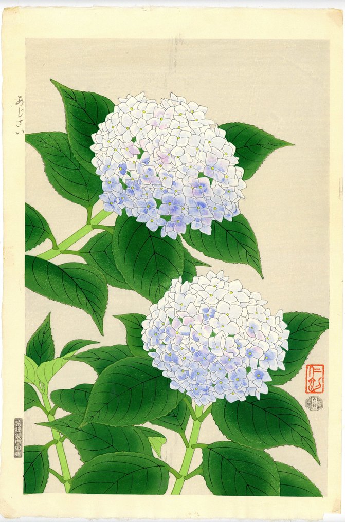 Original woodblock print, Published by Uchida (3) - Paper - plant 