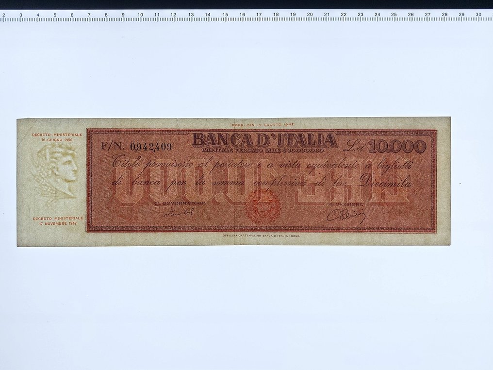 意大利 - 10.000 Lire 12/06/1950 "Titolo Provvisorio" (Medusa) - Gigante BI 72F #3.1