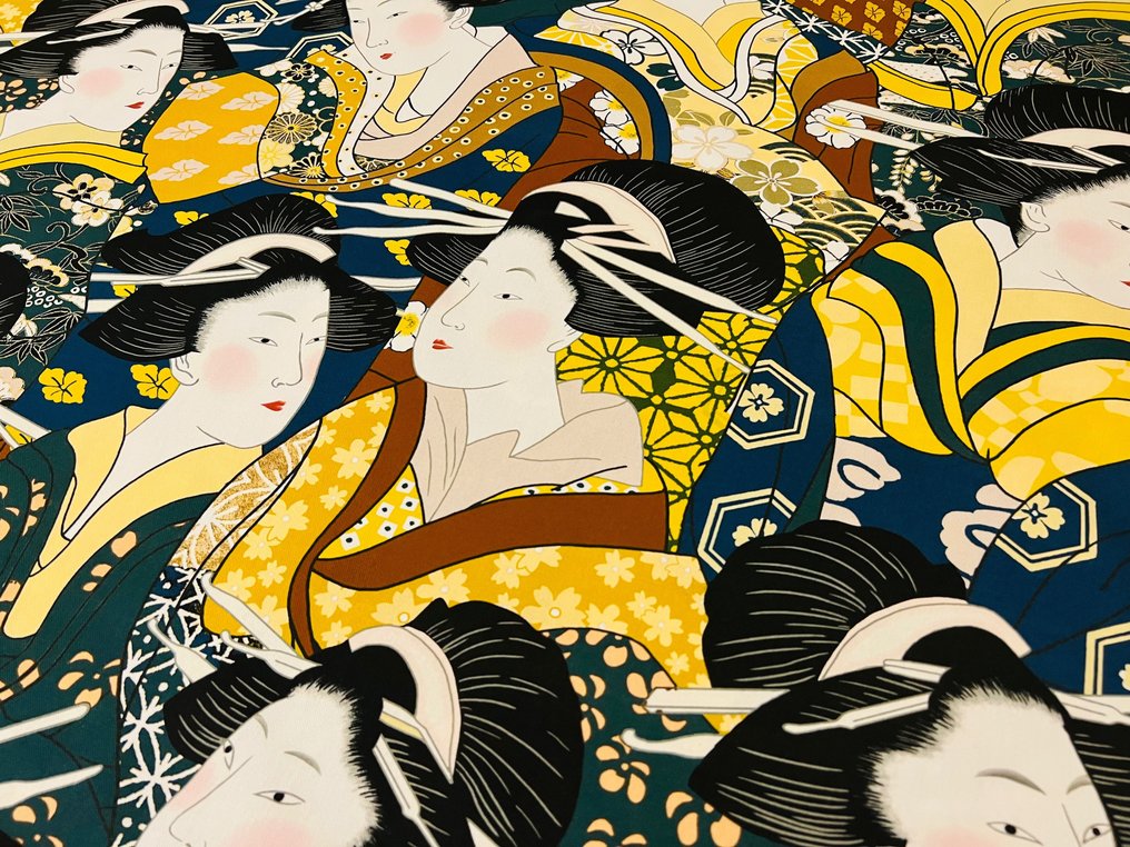 Tecido 100% algodão padrão oeko-tex - "Geisha" - Oriental - 3,00 x 2,80 metros - Tecido para estofos  - 300 cm - 280 cm #1.1