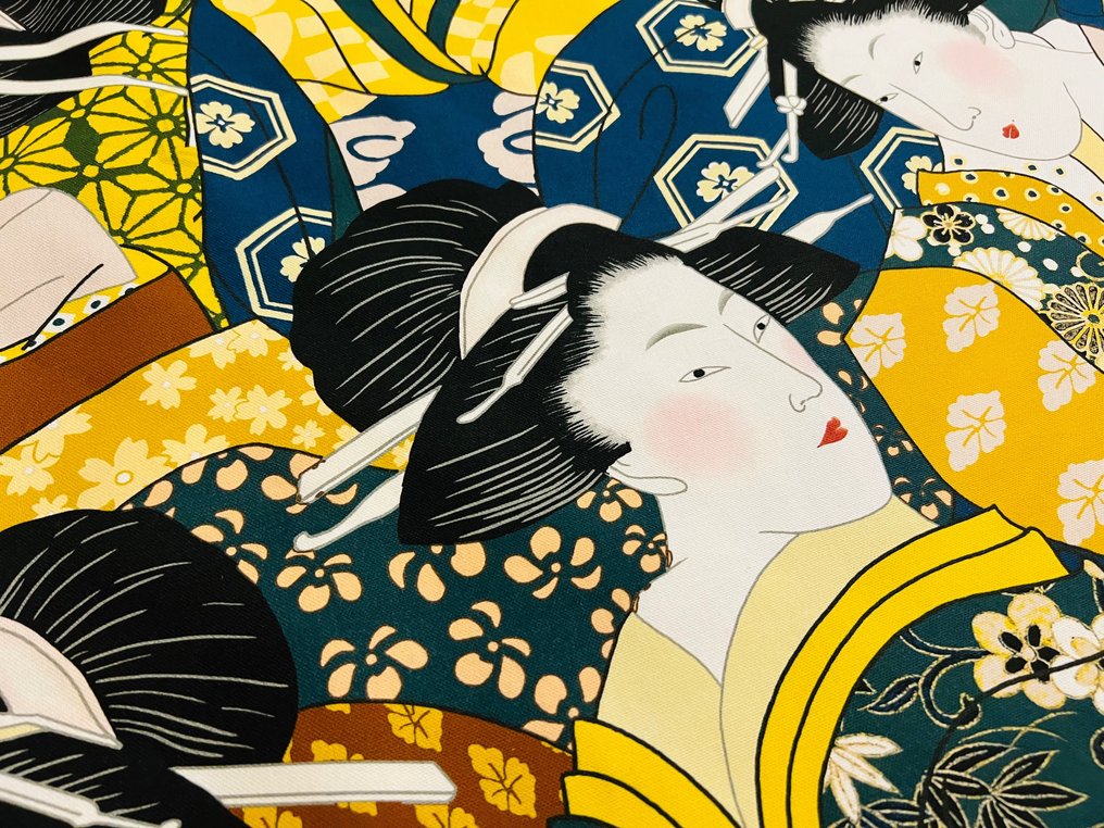 Ett 100% oeko-tex standard bomullstyg - "Geisha" - Orientalisk - 3,00 x 2,80 meter - Möbeltyg  - 300 cm - 280 cm #3.1