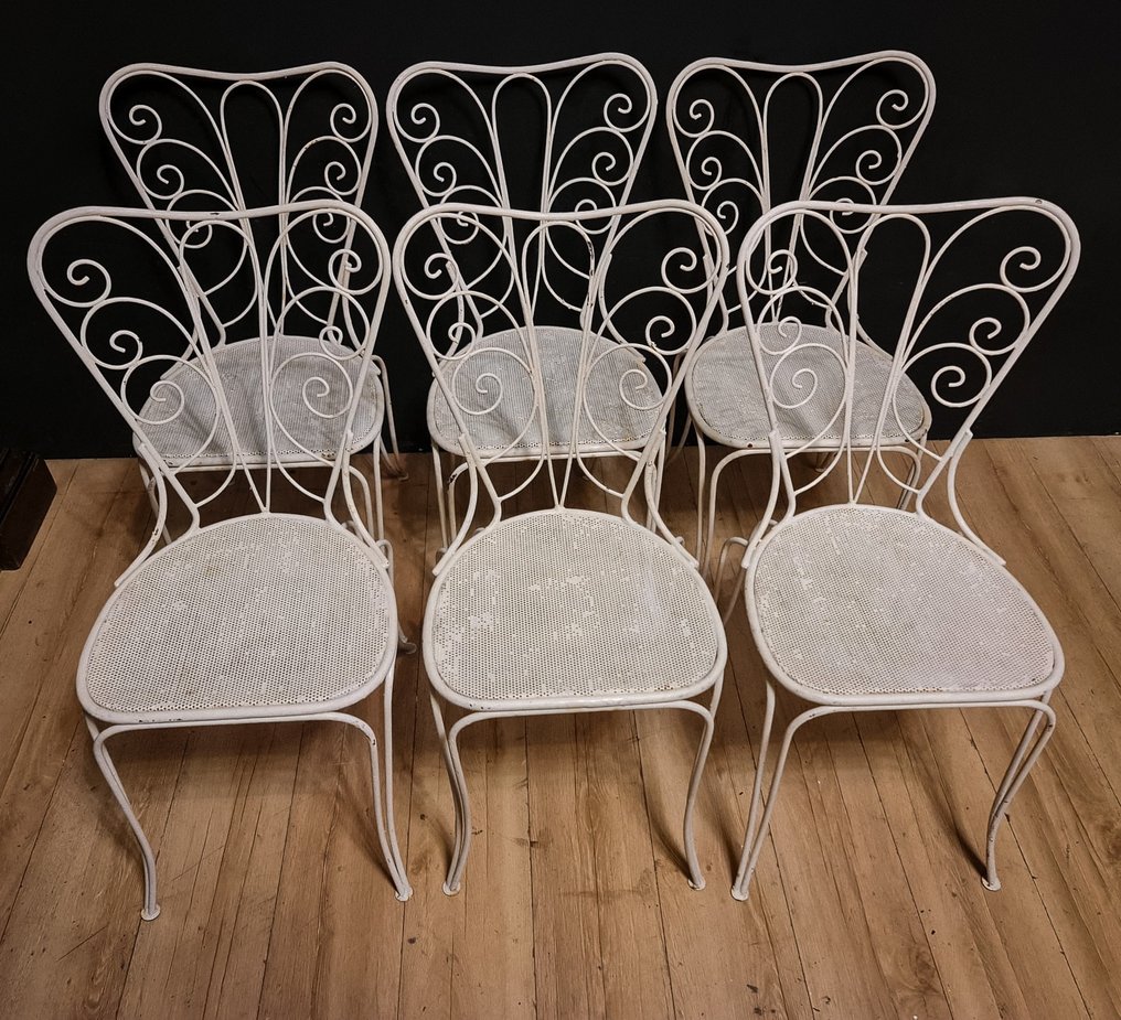 花園套裝：桌子和六張椅子/搖椅/桌子和四把鍛鐵椅子 #2.2