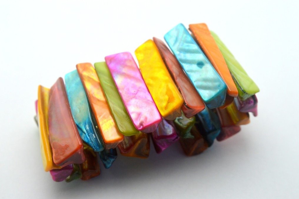 Natural Mother of Pearl Shell, rainbow color - Bracelet #2.1
